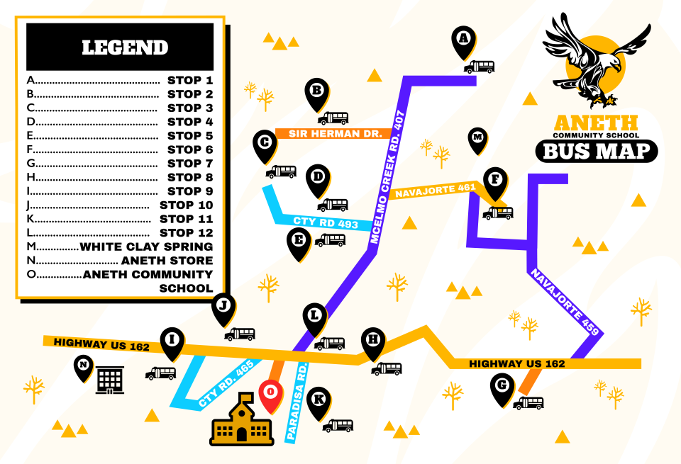 Aneth Community School Bus Map