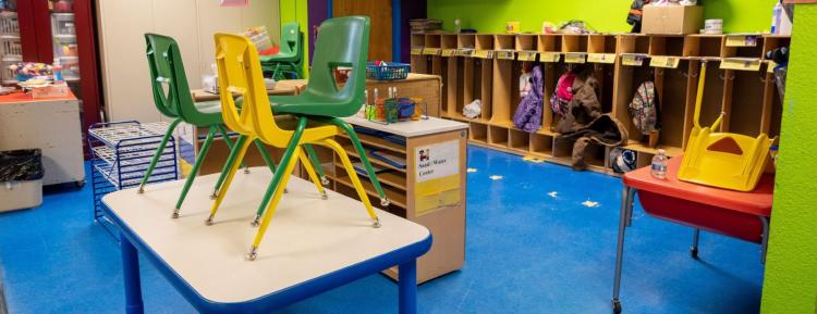 A vibrant classroom featuring a variety of colorful chairs and tables, designed to inspire creativity and engagement.